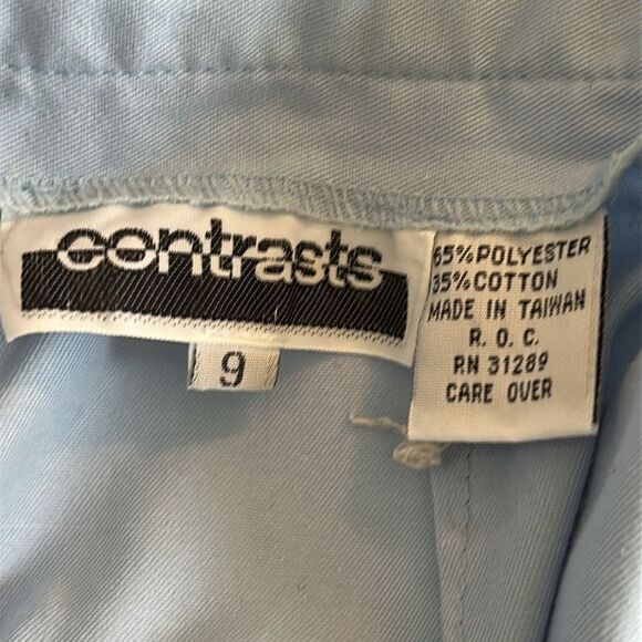 Vintage 70s/80s Contrasts Light Blue High Waisted Pleat Front Pants - Picture 7 of 8